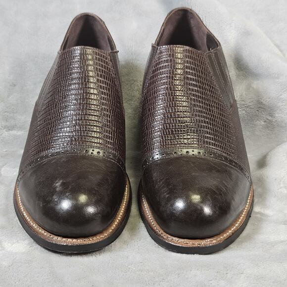 Stacy Adams Mens 11.5D Brown Cap Toe Slip On Dress Shoes Leather Goodyear main image 4